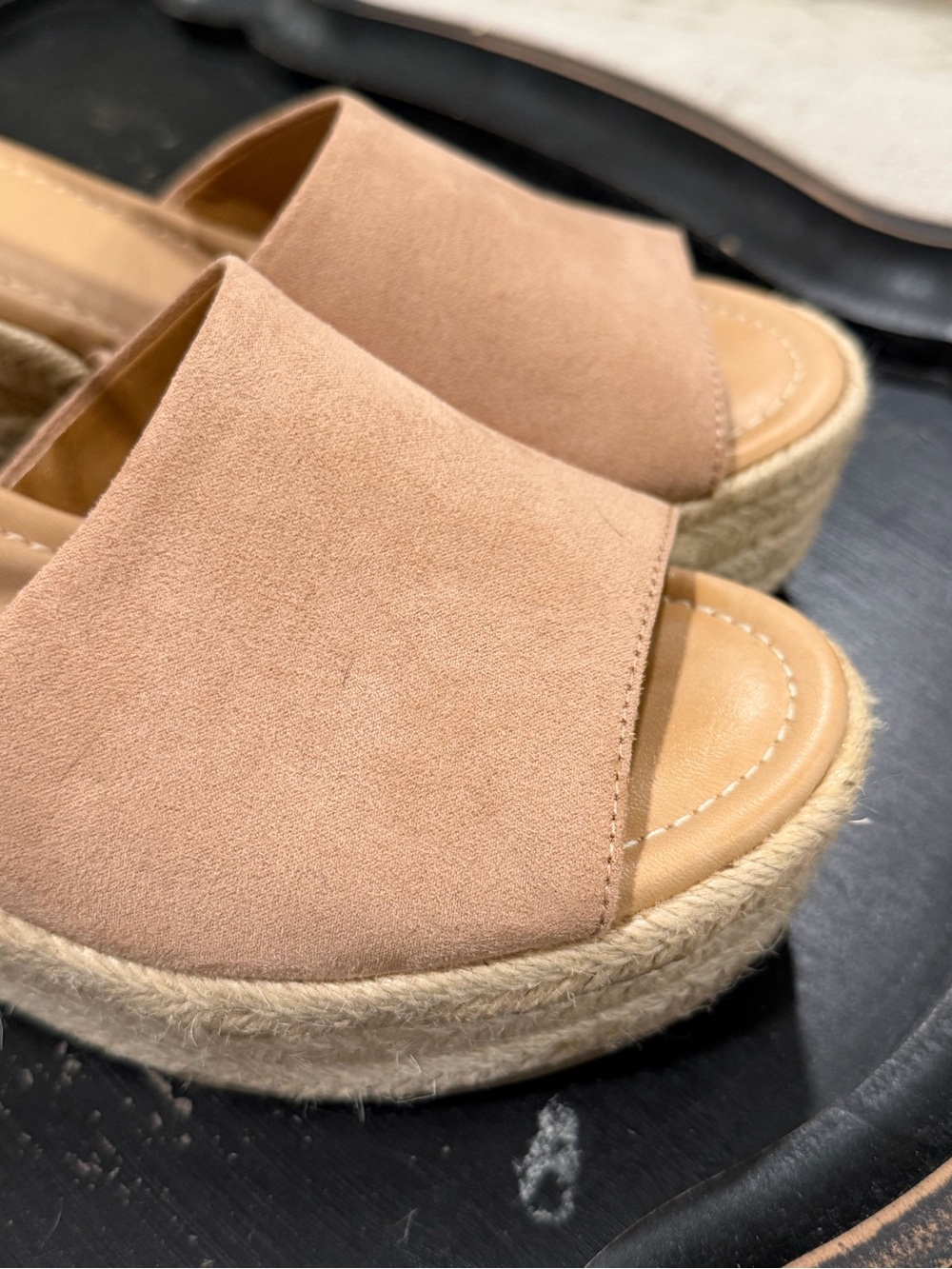 Nine West Tan Suede Espadrille Platform Wedge Sandals with Ankle Buckle - Picture 5 of 11
